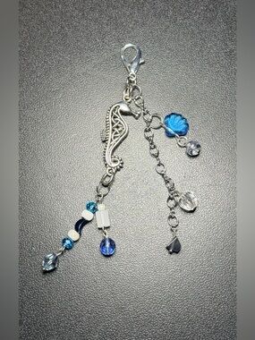 ✨Handmade✨Silver Bag Charm with Blue Accents